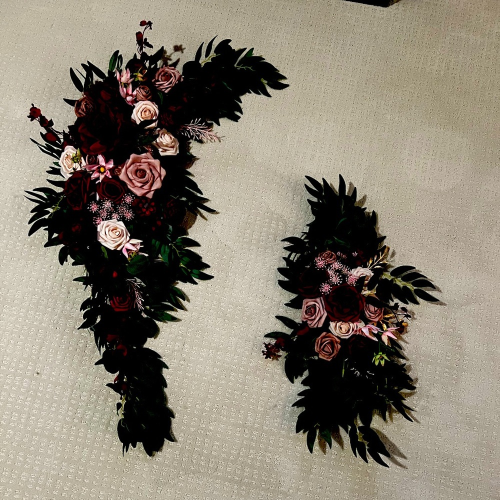Ling’s Moment Large Arch Arrangement-Set Romantic Marsala/Burgundy/Dusty Rose